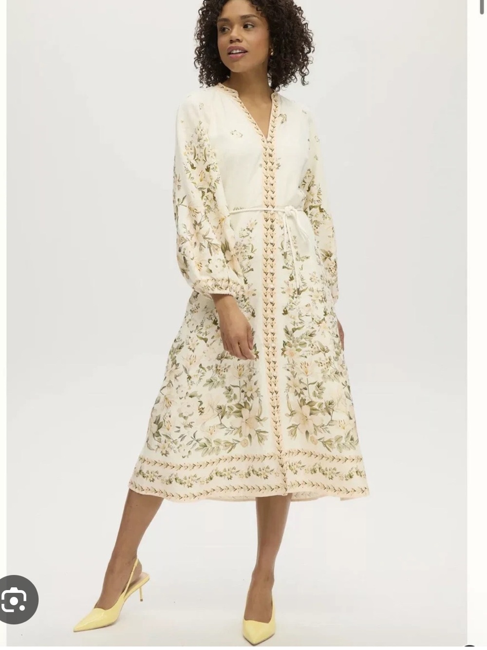 Calypso St. Barth Cream Maxi Dress with Tan Floral Print - Picture 5 of 6